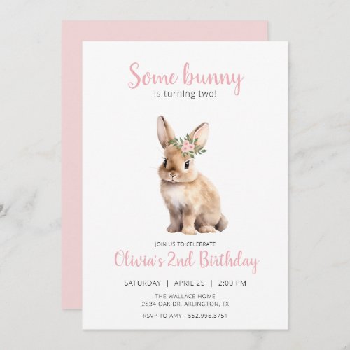 Some bunny floral kids birthday party Invitation