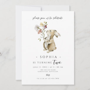 Some Bunny Girl Birthday modern minimalist Invitation