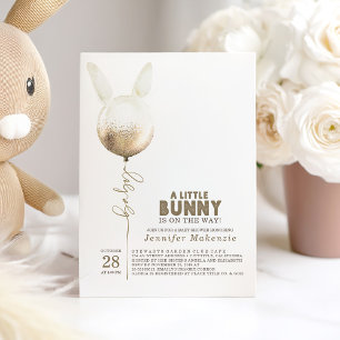 Some Bunny Gold Balloon Elegant Spring Baby Shower Invitation
