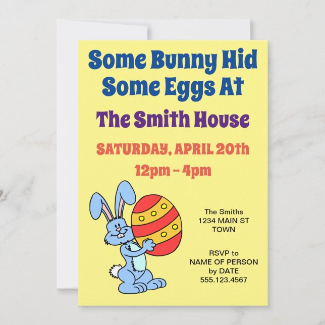 Some Bunny Hid Eggs Easter Egg Hunt Invitation (Front)