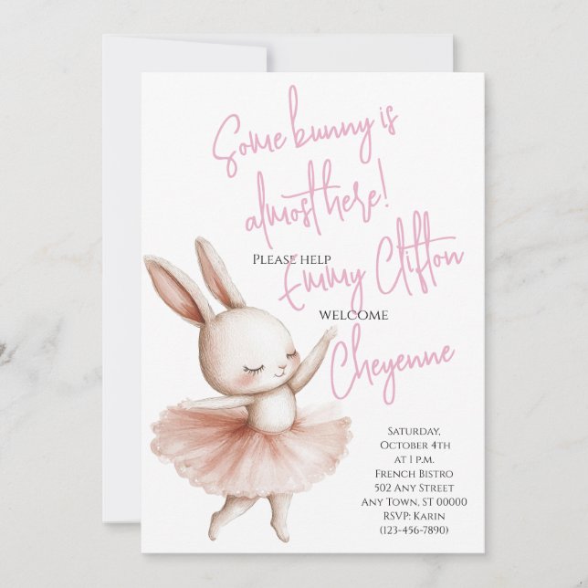Some Bunny Is Almost Here Ballerina Baby Shower Invitation (Front)