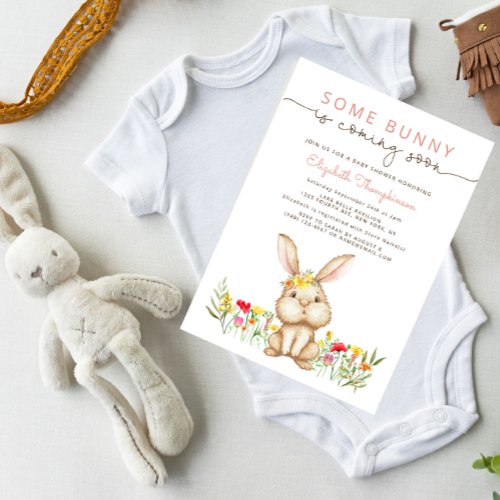 Some Bunny is coming soon baby shower girl Invitation