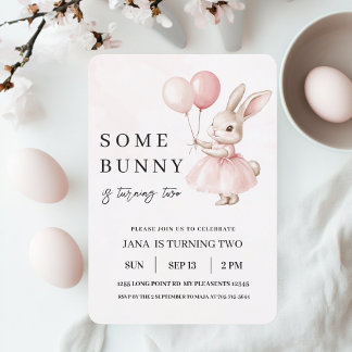 Some Bunny Is Having a Birthday | Pastel Pink  Invitation
