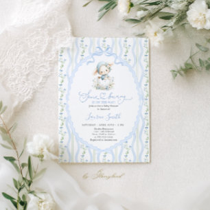 Some Bunny Is On The Way Baby Shower Boy Invitation