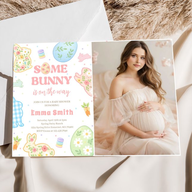 Some Bunny Is On The Way Baby Shower Photo Invitation (Creator Uploaded)