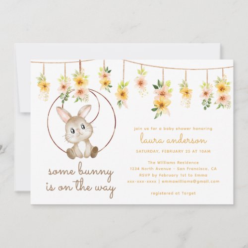 Some Bunny is on the Way Boho Rabbit Baby Shower Invitation