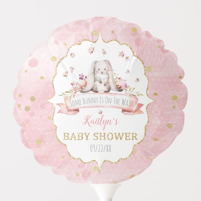 Some Bunny Is On The Way! Easter Baby Shower Balloon (Front)