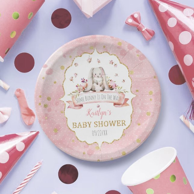 Some Bunny Is On The Way! Easter Baby Shower Paper Plates (Creator Uploaded)