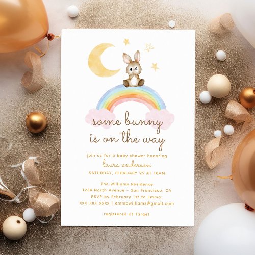 Some Bunny Is On The Way Gender Neutral Baby Showe Invitation