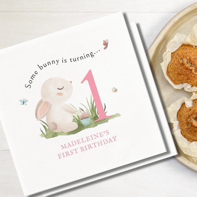 Some Bunny is One 1st Birthday Celebration Napkins (Creator Uploaded)