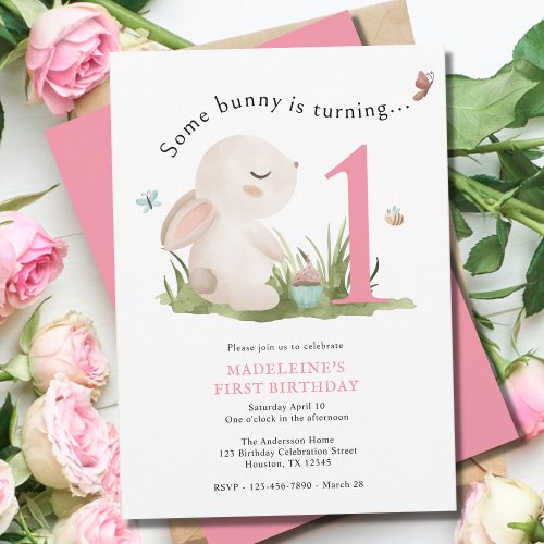 Some Bunny is One 1st Birthday Invitation