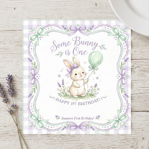 Some Bunny is One 1st Birthday Napkins Sage Green