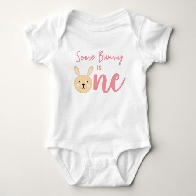Some Bunny is ONE 1st Birthday Rabbit Easter  Baby Bodysuit (Front)