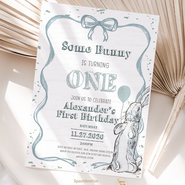 Some Bunny is one and bow Easter Rabbit Spring  Invitation (Take your listing to the next level!
Showcase up to 10 images that capture your customers' attention)