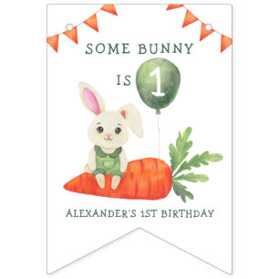 Some Bunny is One Birthday Bunting Flags