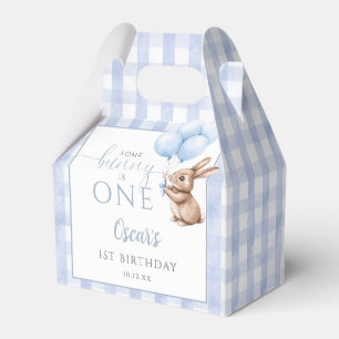 Some Bunny Is One Blue Balloons 1st Birthday Favor Boxes