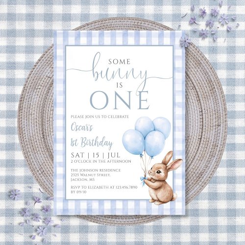Some Bunny Is One Blue Balloons 1st Birthday Party