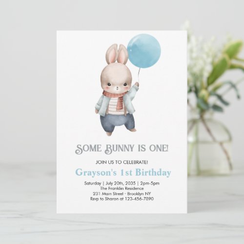 Some Bunny is one Blue Boy Bunny 1st Birthday