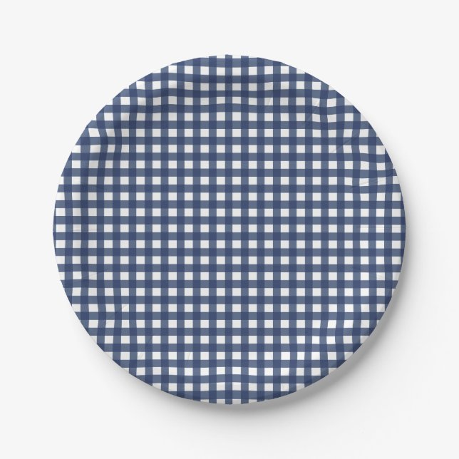 Some Bunny is One blue Gingham Birthday Paper Plates (Front)