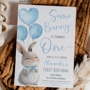 Some Bunny is one Bow Bunny 1st Birthda Invitation