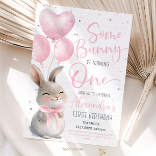 Some Bunny is one Bow Bunny 1st Birthda  Invitation