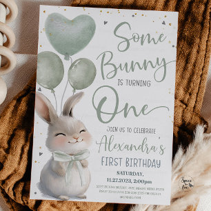 Some Bunny is one Bow Bunny 1st Birthday  Invitation