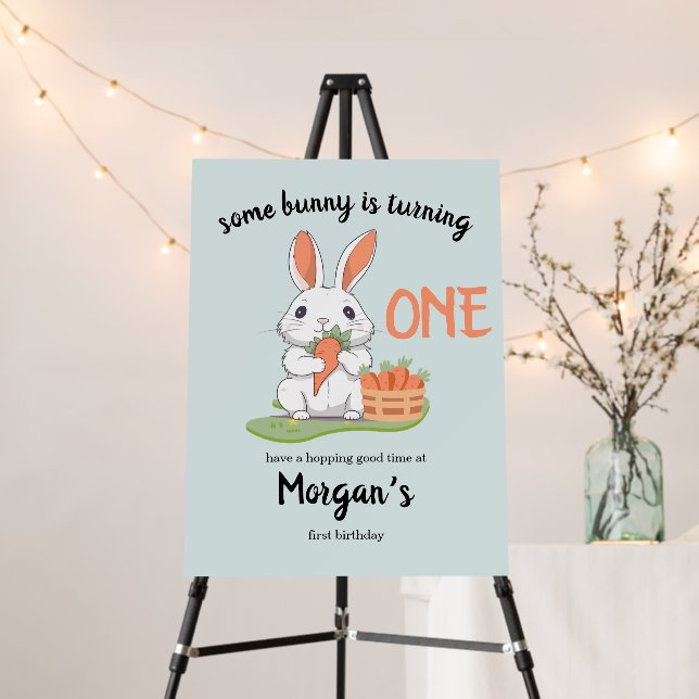 Some Bunny Is One Boys Girls 1st Birthday Foam Board (In Situ (Stand))