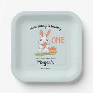 Some Bunny Is One Boys Girls 1st Birthday Paper Plates