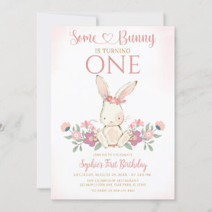 Some Bunny Is One Bunny 1st Birthday Party Invitation