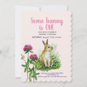 Some bunny is ONE, clovers Invitation