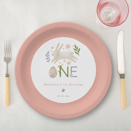 Some Bunny Is One Cute Girls 1st Birthday Paper Plates