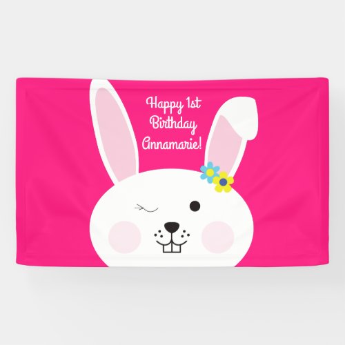 Some Bunny is One Cute Rabbit 1st Birthday Party Banner