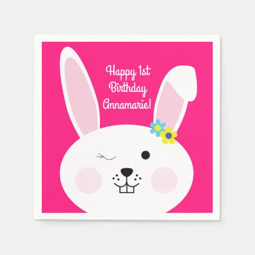 Some Bunny is One Cute Rabbit 1st Birthday Party Napkins