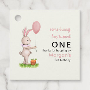 Some Bunny is One Cute Rabbit Balloon 1st Birthday Favor Tags