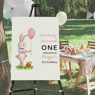 Some Bunny is One Cute Rabbit Balloon 1st Birthday Foam Board