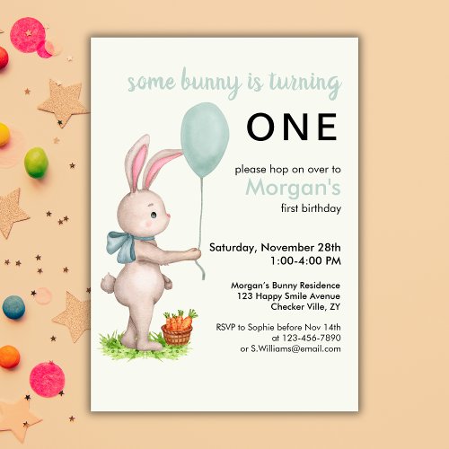 Some Bunny is One Cute Rabbit Balloon 1st Birthday