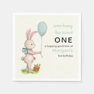Some Bunny is One Cute Rabbit Balloon 1st Birthday Napkins