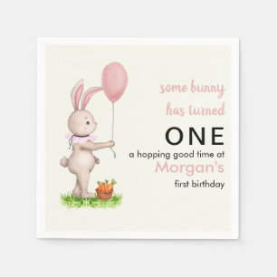 Some Bunny is One Cute Rabbit Balloon 1st Birthday Napkins