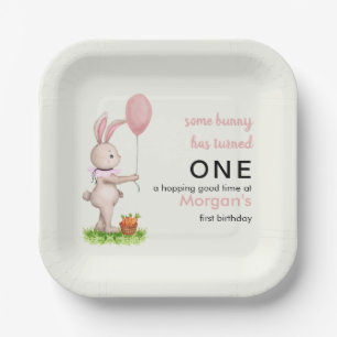 Some Bunny is One Cute Rabbit Balloon 1st Birthday Paper Plates