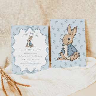 Some Bunny is One Digital Invitation. Rustic Peter Invitation