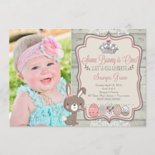 Some Bunny Is One Easter Birthday Party Invitation