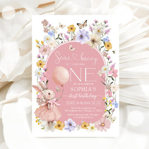 Some Bunny Is ONE First 1st Birthday Invitation