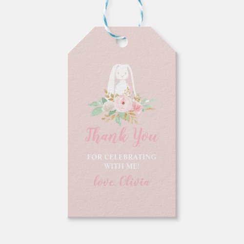 Some Bunny is One Floral First Birthday Thank You Gift Tags