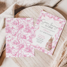 Some Bunny Is One Girl 1st Birthday Invitation