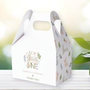 Some Bunny Is One Girl 1st Birthday Thank You Favor Boxes