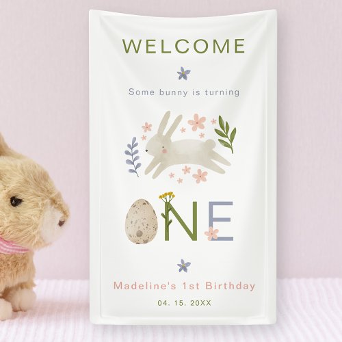 Some Bunny Is One Girl 1st Birthday Welcome Banner