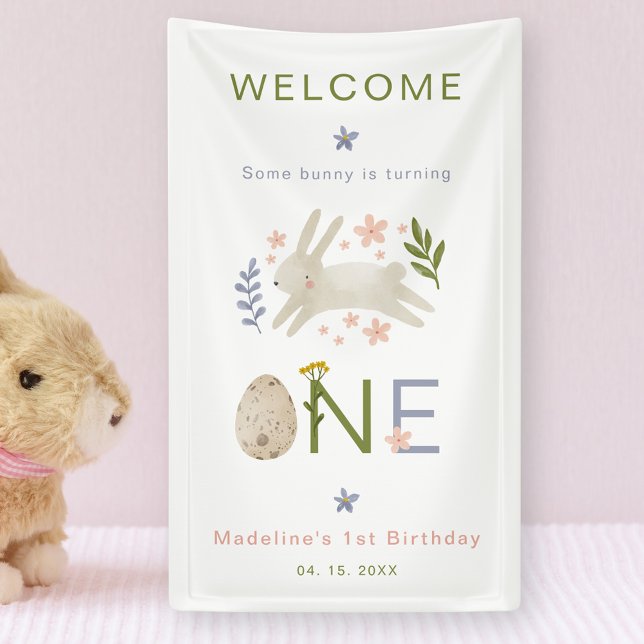 Some Bunny Is One Girl 1st Birthday Welcome Banner (Creator Uploaded)