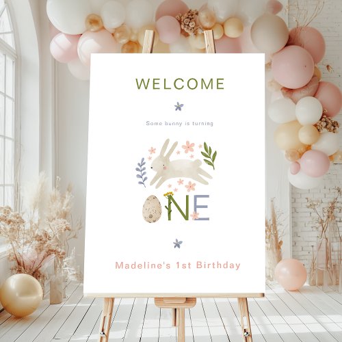 Some Bunny Is  One Girl 1st Birthday Welcome Foam Board