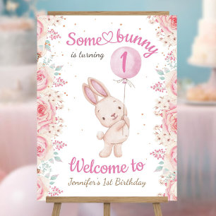 Some Bunny is ONE! Girl Pink 1st Birthday Foam Board