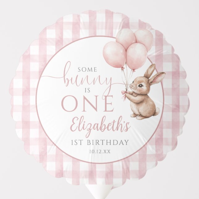 Some Bunny Is One Pink 1st Birthday Balloon (Front)